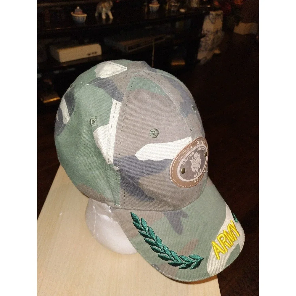 Military Style Camouflage Army Baseball Cap with Laurel‎ Wreath Embroidery